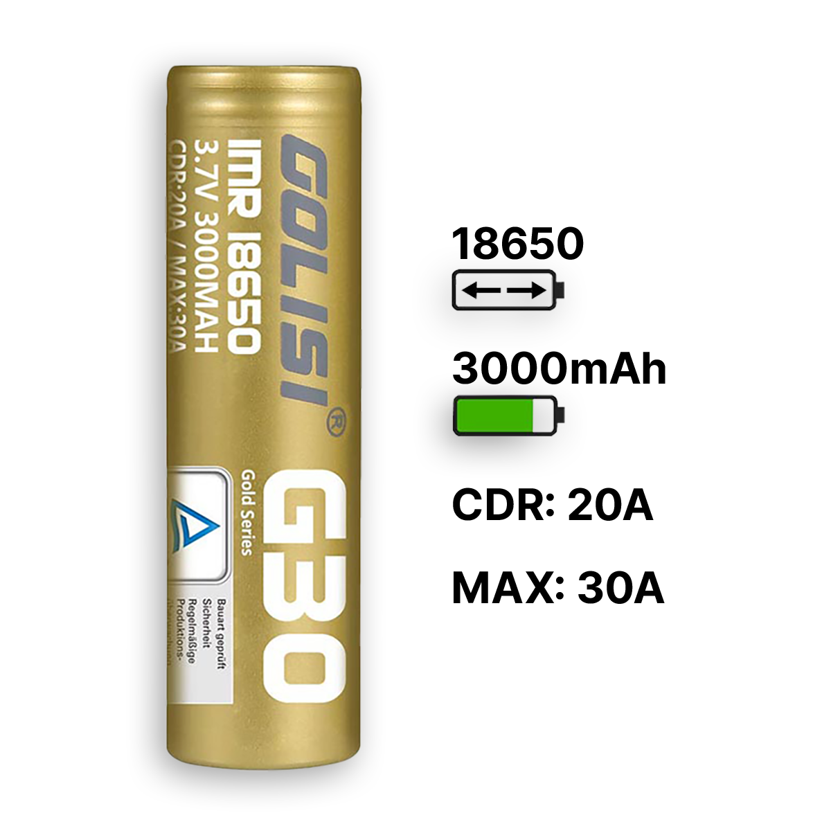 Golisi G30 18650 Akku