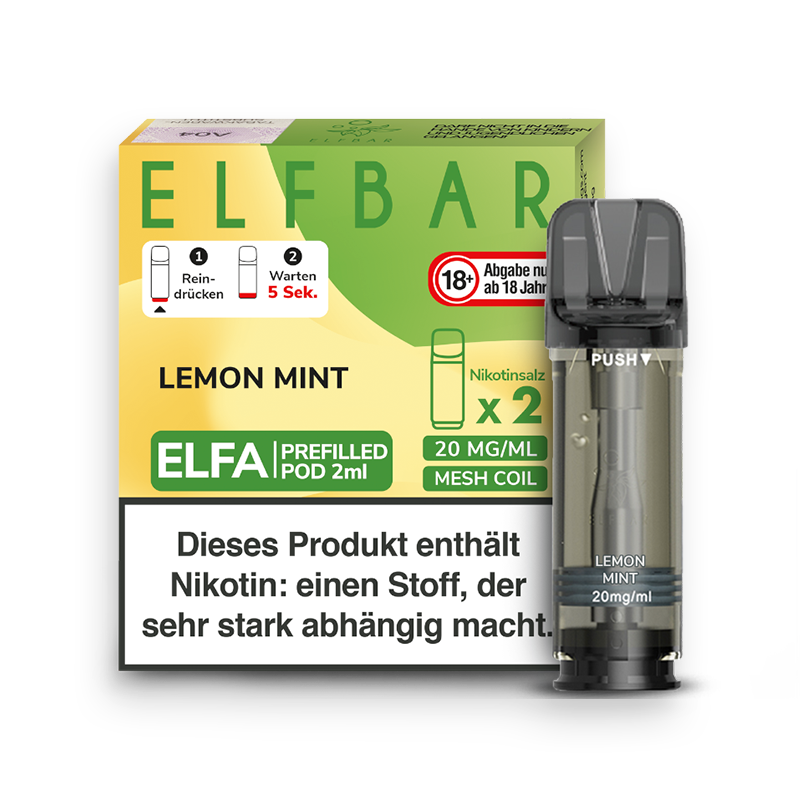 Elf Bar Elfa Pod Lemon Mint 2er Pack 20 mg Elf Bar Elfa Pod Lemon Mint 2er Pack 20 mg