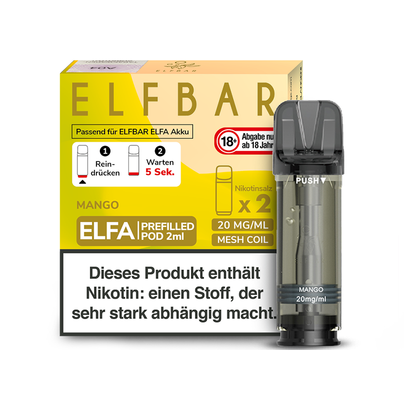 Elf Bar Elfa Pod Mango 2er Pack - 20 mg Nikotin Elf Bar Elfa Pod Mango 2er Pack - 20 mg Nikotin